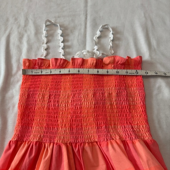 Sundress The Brand Large / XL Big Gingham Coral Smocked Rickrack DRESS Beach - Picture 6 of 9
